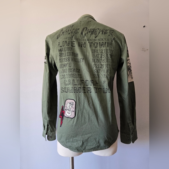 SHINE ORIGINAL Snake Charmer Men's Army Green Patchwork Jacket. Size Small - Picture 7 of 16